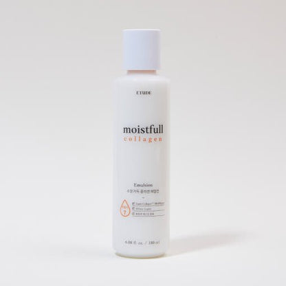 ETUDE Moistfull Collagen Emulsion 180ml in white bottle delivering deep hydration for smooth, supple skin