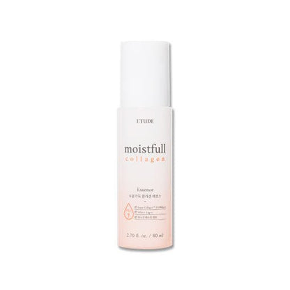 ETUDE Moistfull Collagen Essence 80ml bottle with soft pink gradient for deep hydration and skin nourishment