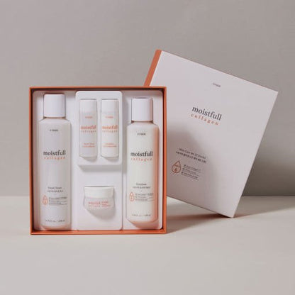 ETUDE Moistfull Collagen Skincare Duo Set boxed with deep hydration lotion and cream in white and peach packaging