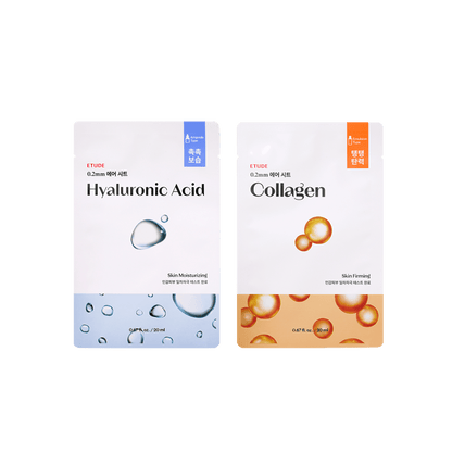 ETUDE 0.2 Therapy Air Mask 20ml X 10ea featuring Hyaluronic Acid for hydration and Collagen for skin firming care