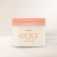 A'pieu Egg PHA Pore Pad 180g/80ea in white container with soft peach lid for gentle exfoliation and pore care