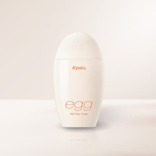 A'pieu Egg PHA Pore Cream 65g in smooth white egg-shaped container for effective pore reduction care