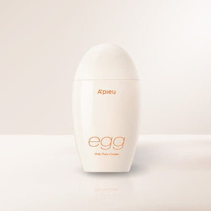 A'pieu Egg PHA Pore Cream 65g in smooth white egg-shaped container for effective pore reduction care