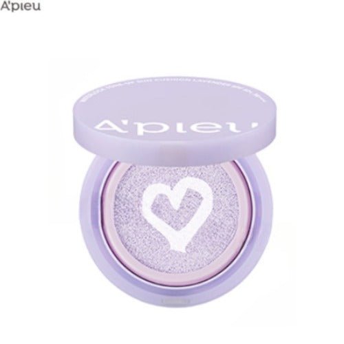 A'pieu Waterlock Tone Up Sun Cushion Lavender SPF50+ PA++++ 15g in lavender case for radiant complexion boosting sun protection
