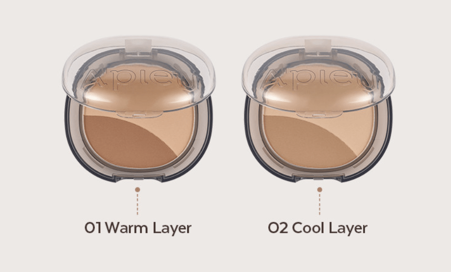 A'pieu Juicy Pang Layering Shading 7g (2 Colors) compact with natural contours in warm and cool tones