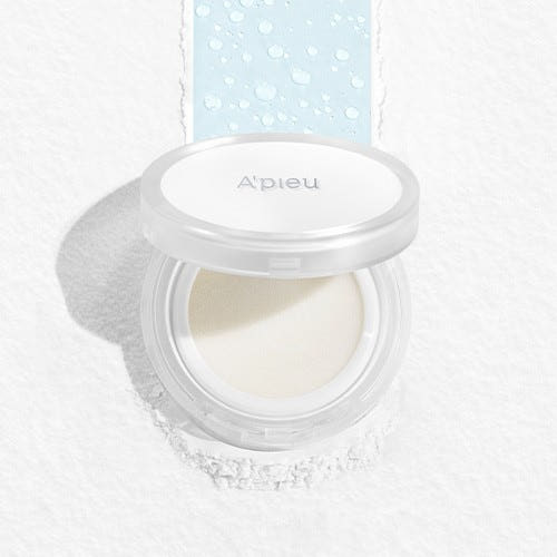 A'pieu Waterlock Finisher Set 13g+13g(Refill) in white compact with matte finish for lightweight skin sealing