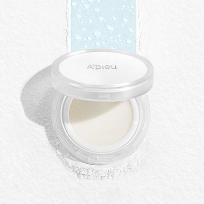 A'pieu Waterlock Finisher Set 13g+13g(Refill) in white compact with matte finish for lightweight skin sealing