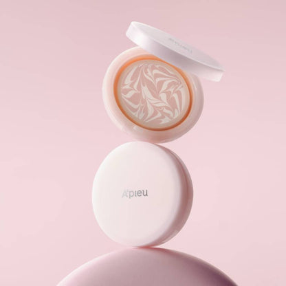 A'pieu Waterlock Skincare Primer Pink 14.7g with marbled cream design in a pastel pink compact for brightening effect