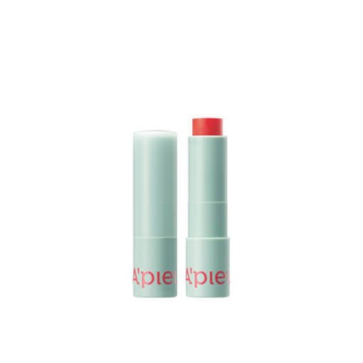 A'pieu Juicy Pang Care Lip Balm 3.7g (3 Colors) in light green tube with coral tinted balm for extra nourishment