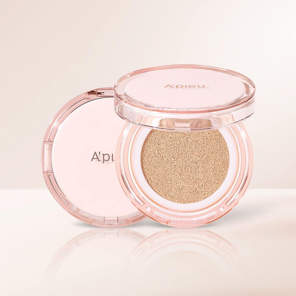 A'pieu Waterlock Cushion SPF50+ PA++++ 15g (2 Colors) in soft pink compact with cushion soaked in foundation for hydration boost