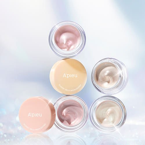 A'pieu Juicy Pang Glossy Jelly Highlighter 3.8g (2 Colors) in soft pastel tones for a luminous glow effect