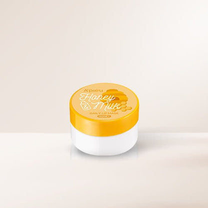 A'pieu Honey & Milk Daily Lip Mask 6g (3 Flavours) in yellow and white jar for moisture boost care