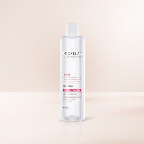 A'pieu Micellar Cleansing Water (Moisture) 330ml in clear bottle designed for gentle cleansing and hydration