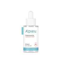 A'pieu Madecassoside Tetrasome CICA Ampoule 50ml in clear bottle with white dropper showcasing vegan skincare benefits