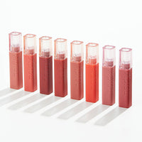 A'pieu Juicy Pang Tint 3.5g (8 Colors) in sleek rectangular tubes highlighting high moisture lip tint shades