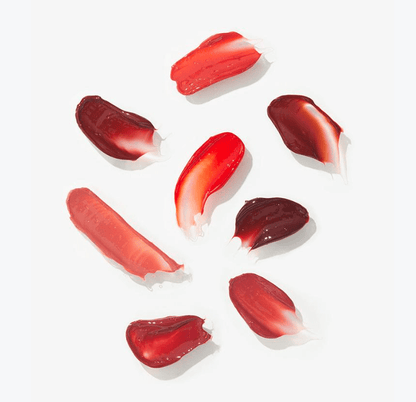 A'pieu Juicy Pang Tint 3.5g (8 Colors) swatches showing a variety of rich, moisturizing red and pink shades.