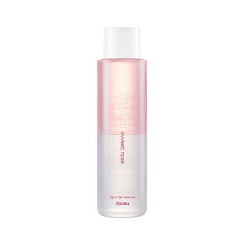 A'pieu Mineral Lip & Eye Remover Sweet Rose 250ml with dual-layer formula for gentle cleansing and makeup removal