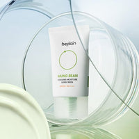 beplain Mung Bean Cooling Moisture Sunscreen SPF50+ PA++++ 50ml in white tube with green details for strong protection