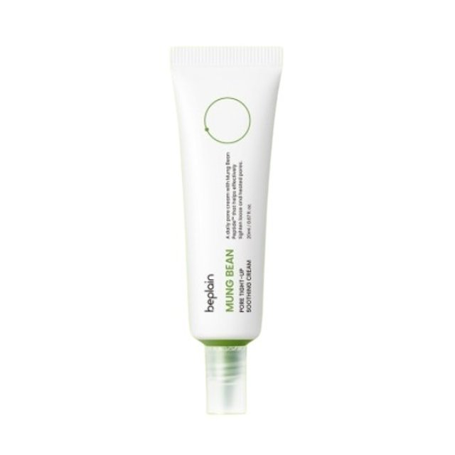 beplain Mung Bean Pore Tight-Up Soothing Cream 60ml in white tube with green text for pore tightening care
