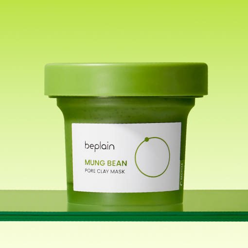 beplain Mung Bean Pore Clay Pack 200ml in green container for clearer skin and pore refining care