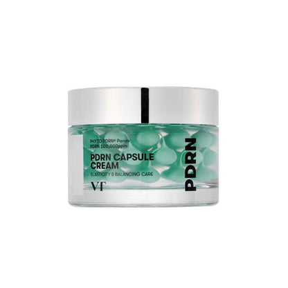 VT PDRN Capsule Cream 100 50ml in clear jar with silver lid featuring radiance boost capsules inside
