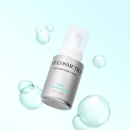 VT PDRN Hyaluronic Acid Mint Micro Bubble Serum 70ml in sleek silver bottle with deep hydration and mint micro bubbles