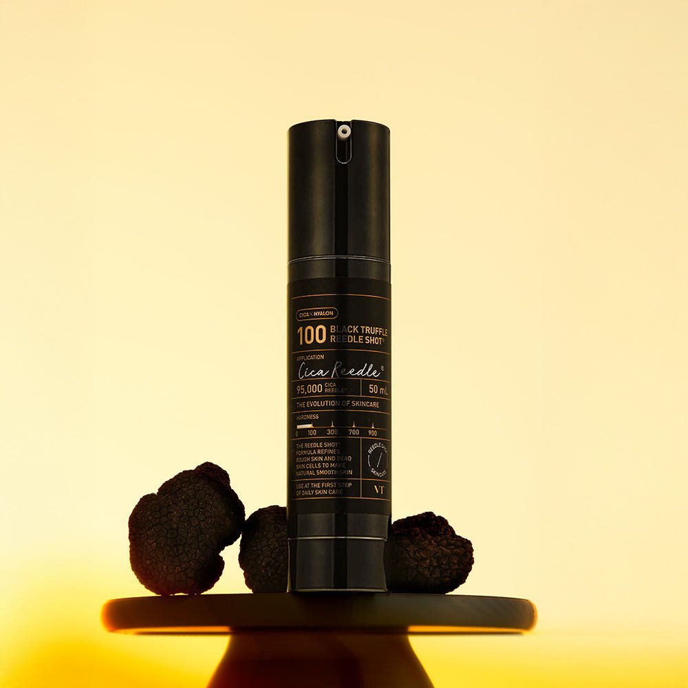VT Black Truffle Reedle Shot 100 50ml in sleek black bottle with black truffle accents for enhanced elasticity benefits