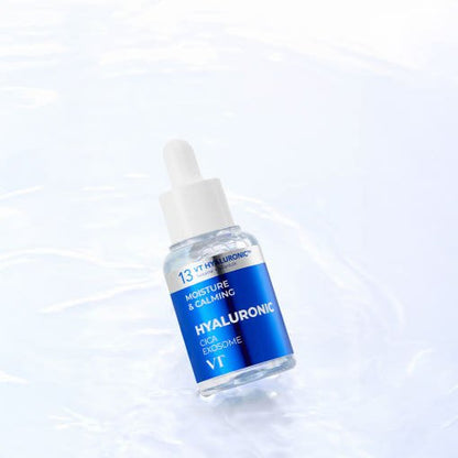 VT H3 Hydro Ampoule 30ml in clear bottle with blue label offering deep hydration and soothing skin benefits