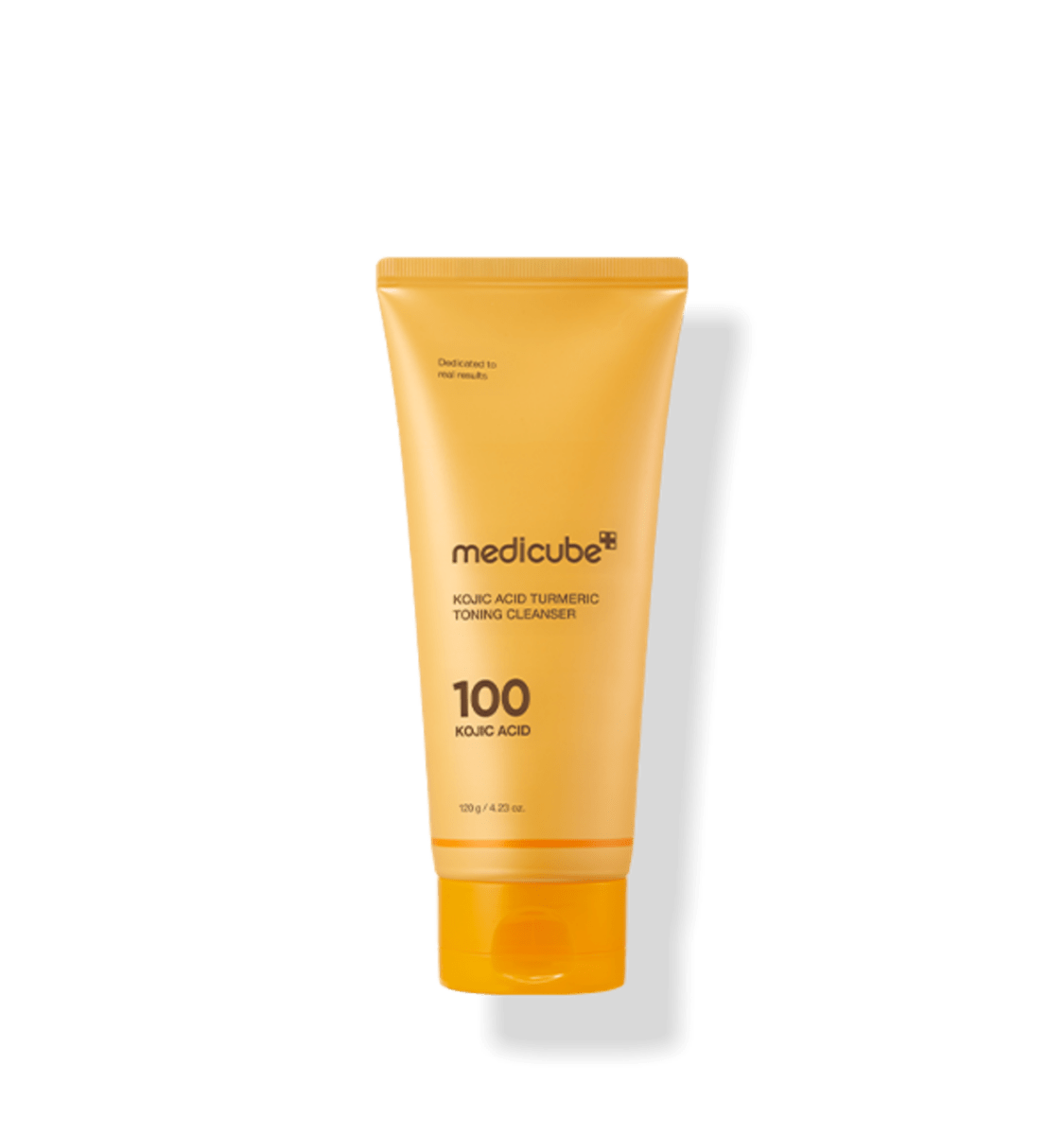 medicube Kojic Acid Turmeric Toning Cleanser 120g in bright yellow tube with brightening effect formula