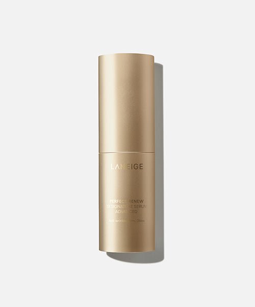 LANEIGE PERFECT RENEW 3X SIGNATURE SERUM ADVANCED 40ml in gold bottle designed for wrinkle reduction and skin renewal