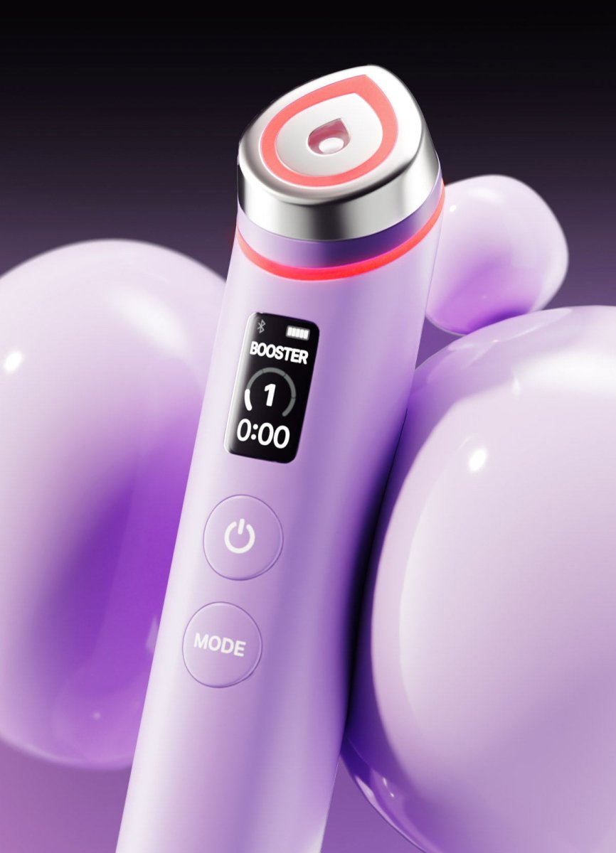 medicube AGE-R Booster Pro #Lavender advanced technology device with digital display and ergonomic lavender body