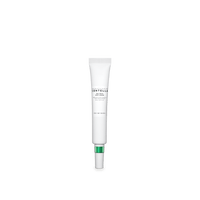 Slim white tube of calming spot cream with green accent cap for targeted skin soothing care