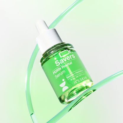 It'S SKIN Dr.Savers PDRN Revital Serum 30ml in green glass bottle with white dropper for cellular repair