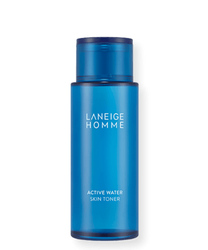 LANEIGE HOMME Active Water Skin Toner 180ml in sleek blue bottle providing hydration boost for men's skin care routine