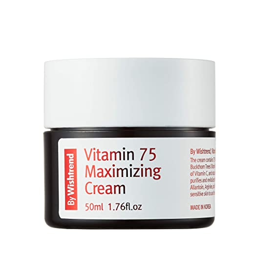 [By Wishtrend] Vitamin 75 Maximizing Cream 50ml in dark jar with white lid providing deep hydration benefits for skin care