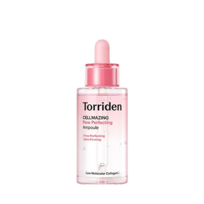 Torriden Cellmazing Pore Perfecting Ampoule 30ml in clear pink bottle with dropper for deep hydration and skin firming