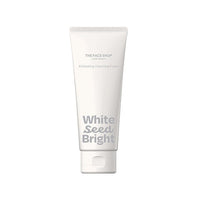 White Seed Bright exfoliating cleansing foam tube from The Face Shop on a white background for brightening skincare